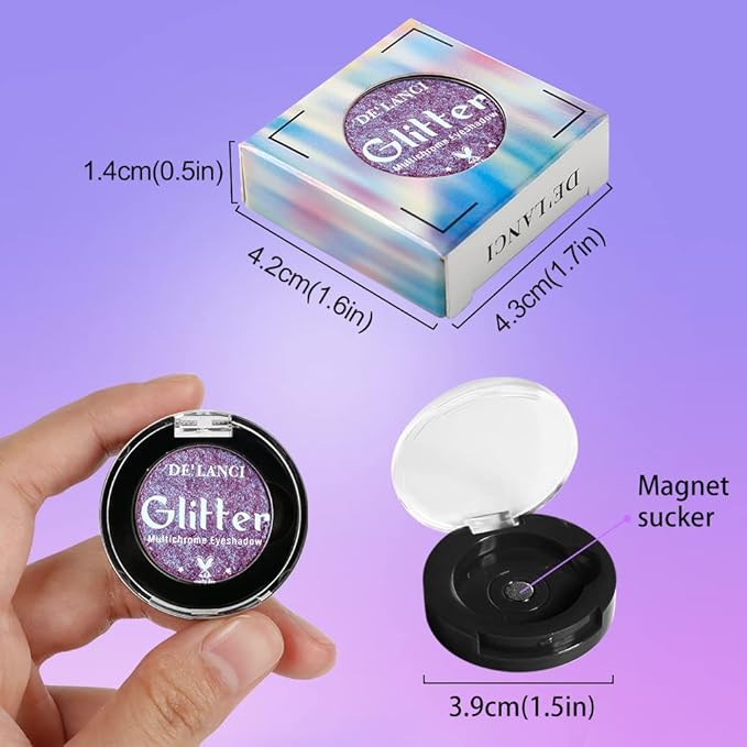 Afflano Minerals Metallic Eyeshadow - Intense Color Shifting Multichrome Sparkling Glitter, Highly Pigmented Electric Purple Duo Chrome Chameleon Eyemazing Effect