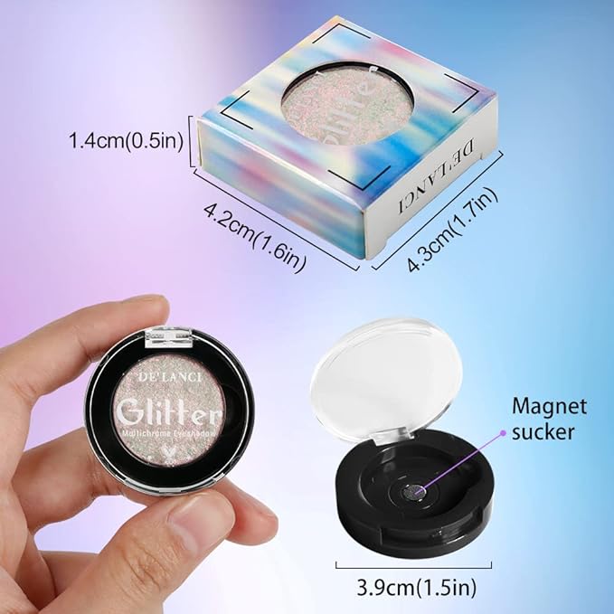 Afflano Glitter Eyeshadow - Sparkle Shimmer Duo Chrome Holographic High Pigmented Multichrome Chameleon Pink Face Highlighter