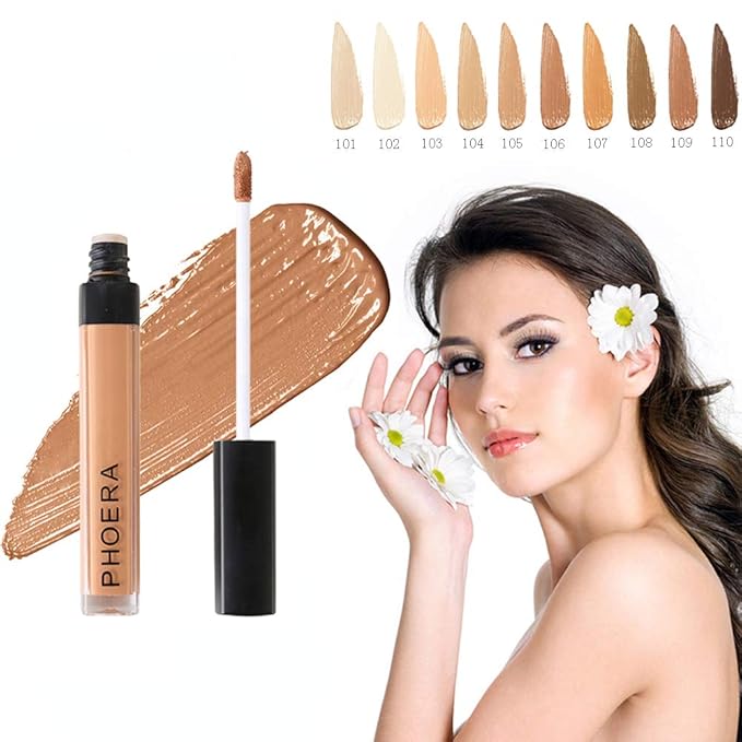 AQUAPURITY PHOERA Liquid Concealer Full Coverage Makeup Face Moisturizer Foundation Conceal Under Eye Dark Circles (101 LIGHT)