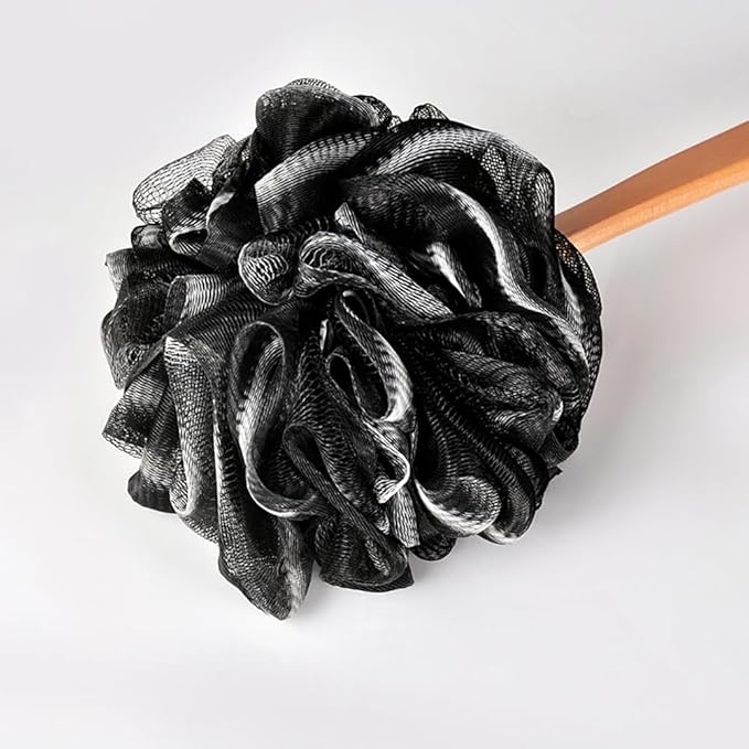 2 Pcs Back Scrubber Shower Loofah Puff Back Bath Sponge Exfoliating Shower Sponge Shower Skin Brush Body Scrubbing Sponge with Long Wooden Handle