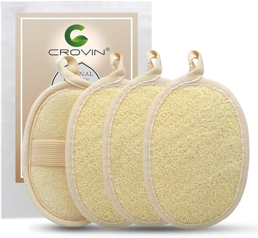 Bigger 5x7 Natural loofah Sponge for Exfoliating and Invigorate Your Dead Skin - Eco Friendly and Biodegradable All-Natural Loufa - Deeply Clean Your Body Pack of 4