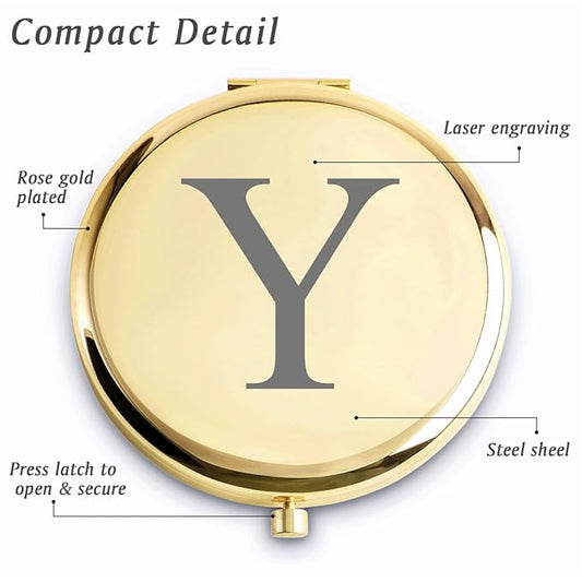 Personalized Gifts for Women Girls, Initial Compact Mirror, Unique Mothers Day Birthday Gifts for Friends Mom Wife Grandma Sister Daughter, 2025 Graduation Gifts for Her College Medical High School