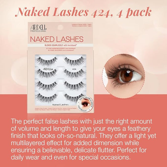 Ardell Strip Lashes Naked Lashes #424, 4 Pairs x 1-Pack