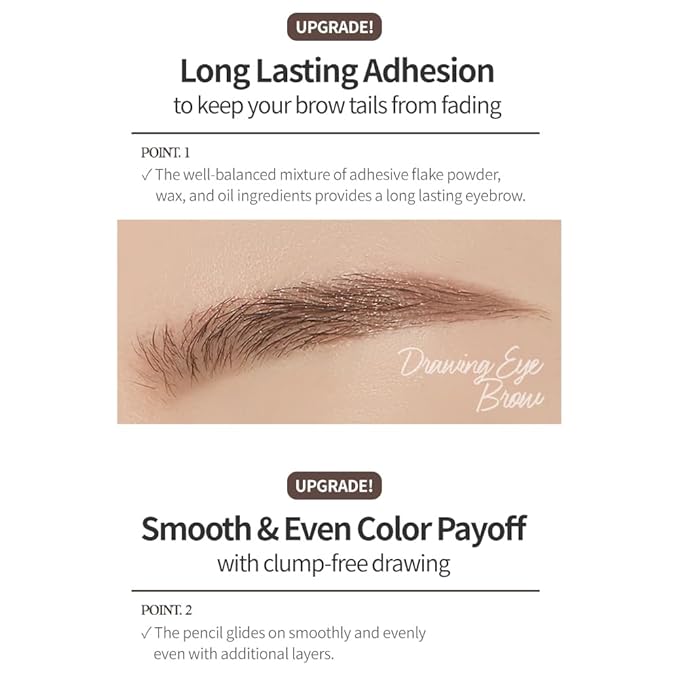 ETUDE Drawing Eye Brow - Gray Brown | Long-Lasting Eyebrow Pencil for Soft Textured Natural Daily Look Eyebrow, Korean Makeup, Kbeauty, Perfect for Gift