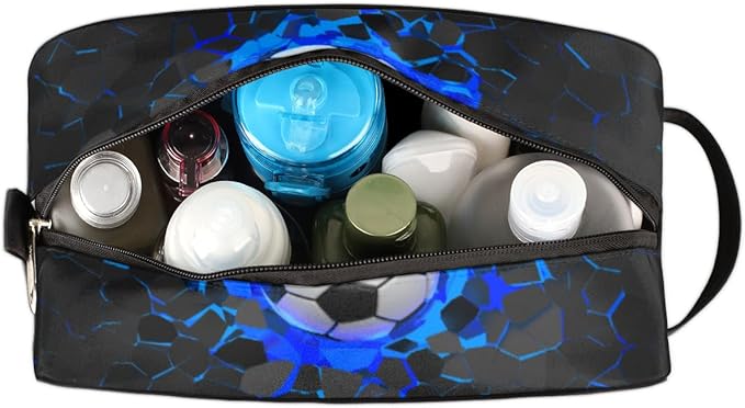3D Soccer Hanging Toiletry Bag for Boy Men,Travel Cosmetic Bag,Waterproof Makeup Bag,Approved Hygiene Bag Shave Dopp Kit Organizer for Toiletries Shower Bathroom Carry-on Accessories Gifts