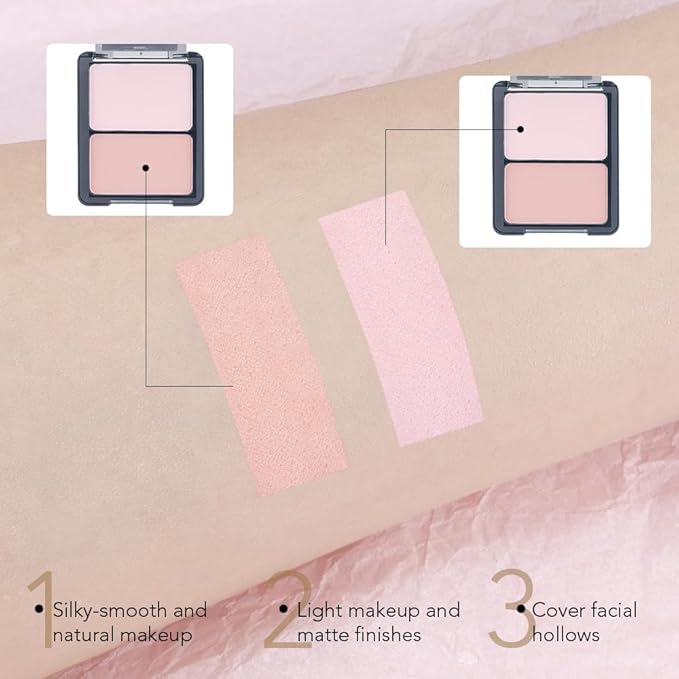 3 IN 1 Brown Nude Face Highlight Bronzer Powder Palette for Face Cheeks Contour Brightening, Buildable Matte Coverage Natural Makeup,Ultra Sculpt Nose Shadow Eyeshadow Primer-Orange