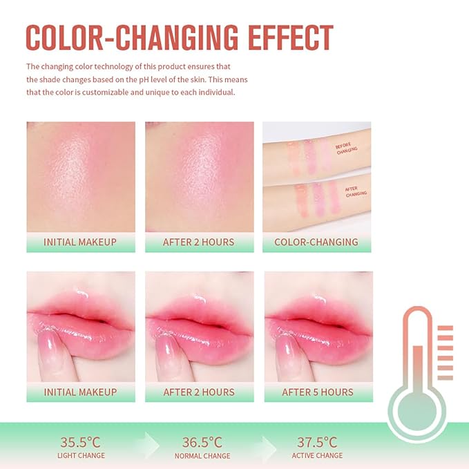 PH Tinted Moisture Stick，Multi-Use Cream Color Changing Blush, 3-in-1 Blush Stick for Cheek/Eyes/Lips, Waterproof Hydrating Tinted Solid Makeup Products (1# Shy Pink)