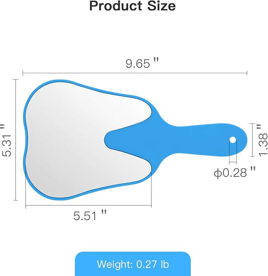 Annhua Handheld Mirror Small with Handle Blue, Hand Mirror Tooth-Shaped Kids Makeup Mirror Cute for Salon|Barber|Hairdressing - Easy to use & Lightweight