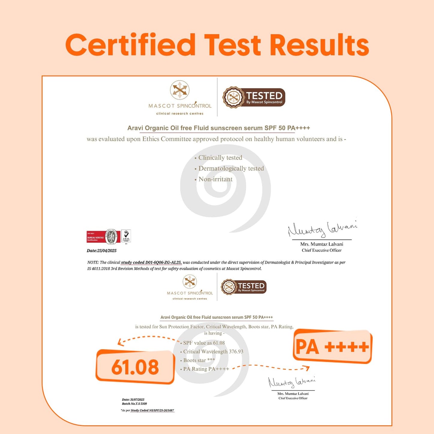 Aravi Organic Oil-Free Fluid Sunscreen Serum SPF 50 PA ++++ with Hyaluronic Acid, Vitamin C, Niacinamide & Ceramides | Lightweight, Non-Greasy, Chemical-Free | Protects from Sunburn & Tanning | 50ml