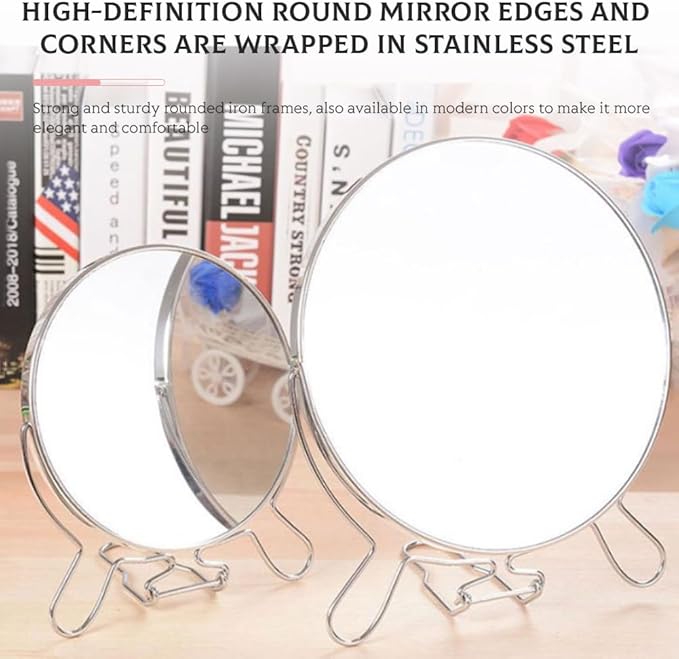 6inch Magnifying Mirror with Stand & Suction Cups, Two-Sided Portable Transparent Rotating Makeup Mirror Friendly Cosmetic Mirror for Handheld Table Wall-Mounted Use