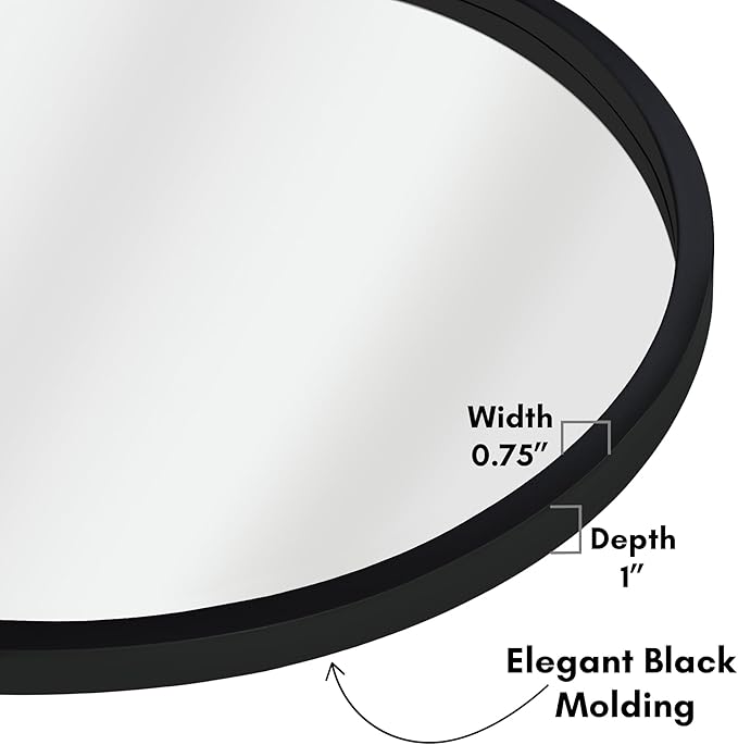 Americanflat 32" Round Mirror - Hanging Mirrors with Durable Frame - Modern Mirror for Bathroom, Bedroom, Living Room - Mirrors for Wall Display and Home Decor - Black