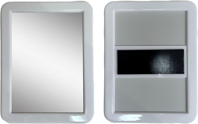 Magnetic locker mirror, 5"x7", small rectangular mirror for the back of locker doors, suitable for school lockers, work lockers, home refrigerators, magnetic whiteboards, locker accessories (White)