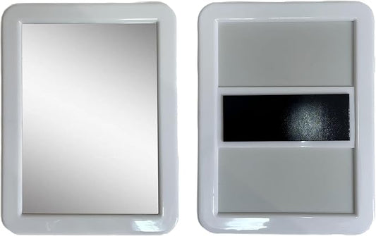 Magnetic locker mirror, 5"x7", small rectangular mirror for the back of locker doors, suitable for school lockers, work lockers, home refrigerators, magnetic whiteboards, locker accessories (White)
