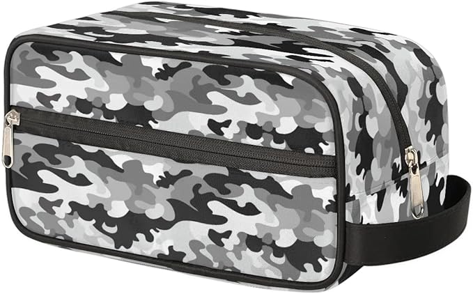 Black Grey Camouflage Hanging Makeup Bag,Toiletry Bag for Women Girl,Travel Cosmetic Bag,Approved Hygiene Bag Waterproof Dopp Kit Organizer for Toiletries Shower Bathroom Carry-on Accessories Gifts