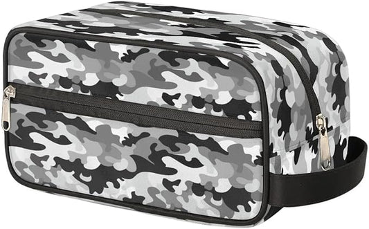 Black Grey Camouflage Hanging Makeup Bag,Toiletry Bag for Women Girl,Travel Cosmetic Bag,Approved Hygiene Bag Waterproof Dopp Kit Organizer for Toiletries Shower Bathroom Carry-on Accessories Gifts
