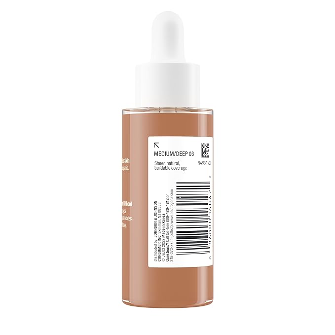 Neutrogena Healthy Skin Sensitive Skin Serum Foundation with Pro-Vitamin B5, Color Correcting & Pore Minimizing Liquid Foundation & Face Serum, Buildable Coverage, Medium/Deep 03, 1 oz