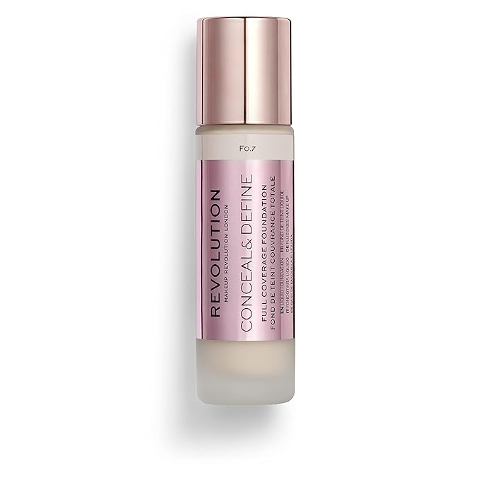 Revolution Beauty, Conceal & Define Foundation, Full Coverage, Long-Lasting Matte Finish, Vegan & Cruelty Free, F1 Fair Skin Tones, 0.8 Fl. Oz.
