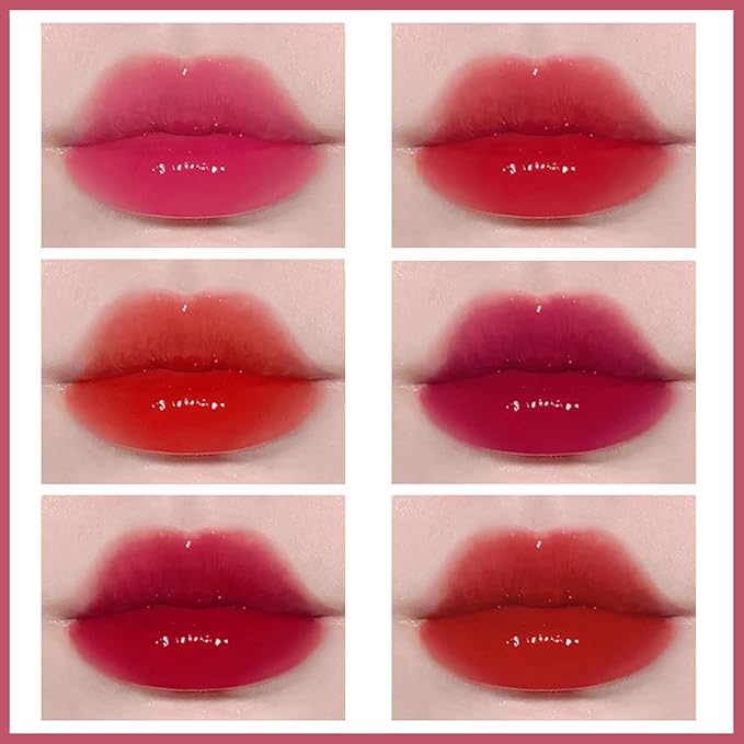 6 Colors Lip Tint Stain Set, Korean Lip Gloss Tint Plumping Mini Liquid Lipstick, Multi-use Lip and Cheek Tint, Long lasting Non-Stick Cup Waterproof, Vivid Color
