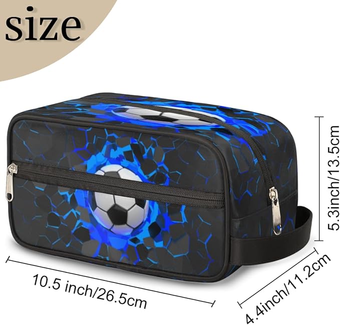 3D Soccer Hanging Toiletry Bag for Boy Men,Travel Cosmetic Bag,Waterproof Makeup Bag,Approved Hygiene Bag Shave Dopp Kit Organizer for Toiletries Shower Bathroom Carry-on Accessories Gifts