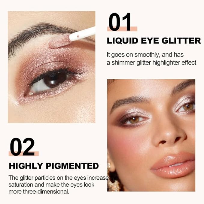 Mysense Liquid Glitter Eyeshadow,Shimmer Liquid Eye Shadow,Creates Multi-Dimensional Eye Glitter Makeup Looks,Quick Drying,Smudge Proof,11 Silver