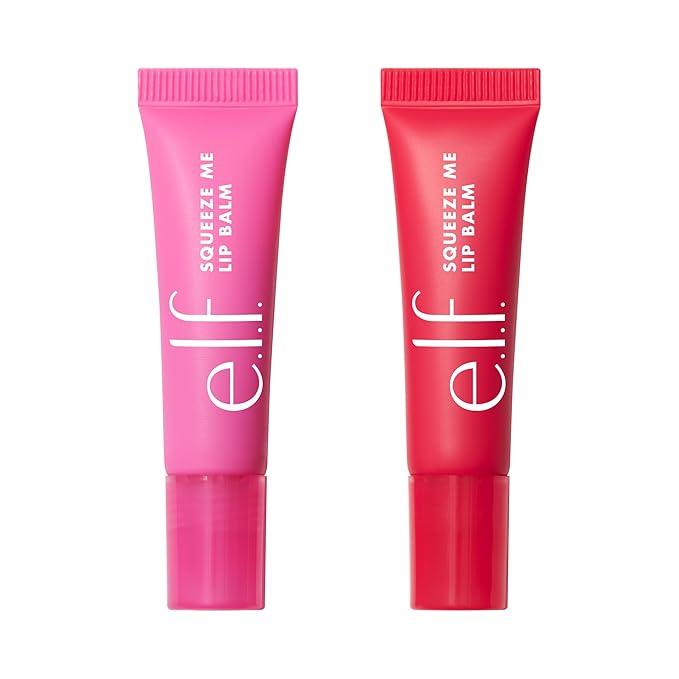 e.l.f. Squeeze Me More Lip Balm Duo, Moisturizing Balm For A Sheer Tint Of Color, Made With Hyaluronic Acid, Vegan & Cruelty-Free, Cherry & Bubblegum