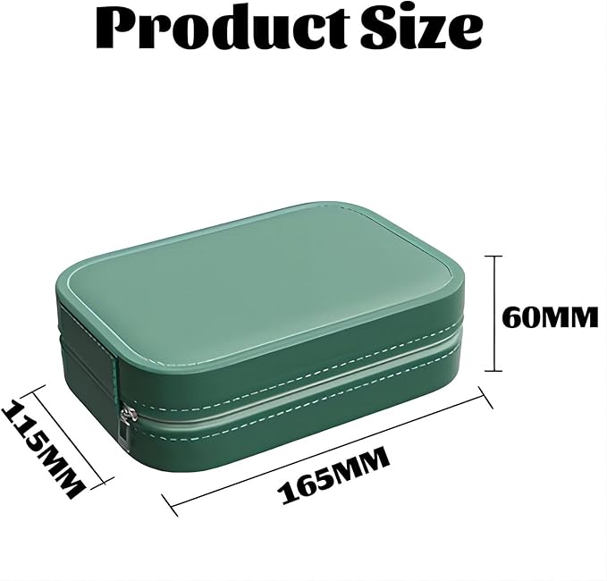 Makeup Case with LED Mirror, Three Color Brightness Adjustable Makeup Mirror, Rechargeable Makeup Mirror, Portable Cosmetic Case, LED Light Jewelry Box (Green)