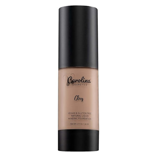 Plant-Based Foundation in Clay Shade - Hydrating, Pore-Minimizing & Buildable Coverage - Vegan, Non-GMO, Gluten-Free, Paraben-Free - Sun Protection - 1Fl Oz