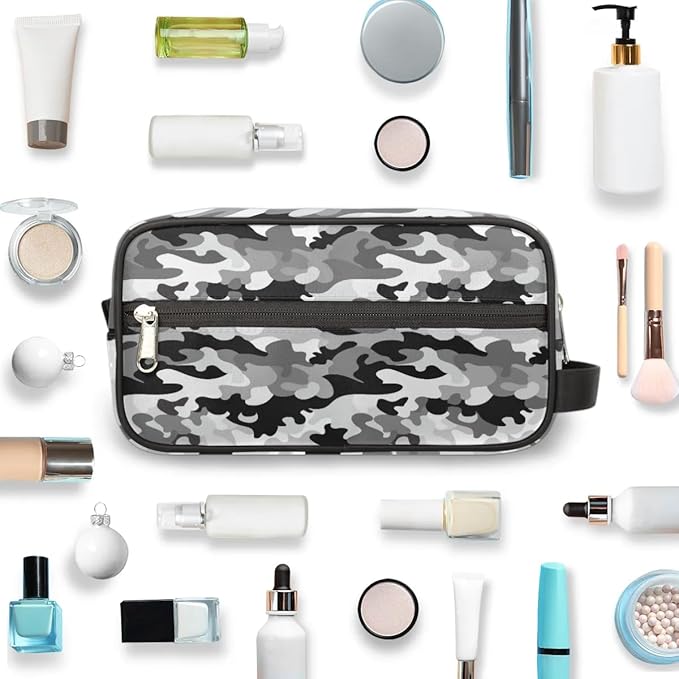 Black Grey Camouflage Hanging Makeup Bag,Toiletry Bag for Women Girl,Travel Cosmetic Bag,Approved Hygiene Bag Waterproof Dopp Kit Organizer for Toiletries Shower Bathroom Carry-on Accessories Gifts