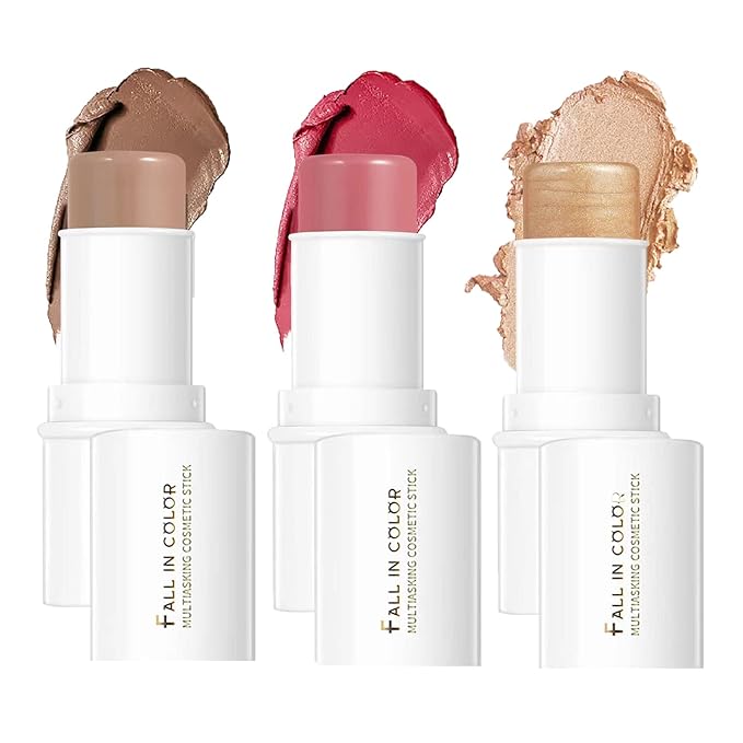 MEICOLY Makeup Sticks Set, Contour Stick,Blush Stick, Highlighter Stick,Facial Repair Bronzer 3D Wonder Shading Stick, Multi Stick Trio Cream Face Blush for Cheeks Lip Eye
