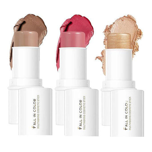 MEICOLY Makeup Sticks Set, Contour Stick,Blush Stick, Highlighter Stick,Facial Repair Bronzer 3D Wonder Shading Stick, Multi Stick Trio Cream Face Blush for Cheeks Lip Eye