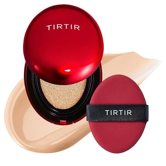 TIRTIR Mask Fit Red Cushion Foundation | Full coverage, Weightless, Skin fit, Satin Glow Finish, Korean Makeup, beauty, Tattoo cover up, Buildable (#21N Ivory, 0.63 Fl Oz)
