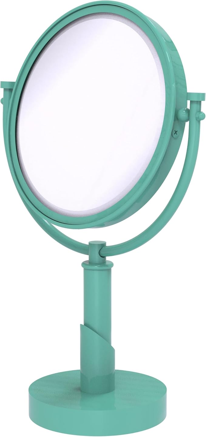 Allied Brass TR-4/4X-SFG Tribecca Collection 8 Inch Vanity Top Make-Up Mirror 4X Magnification, Sea Foam Green