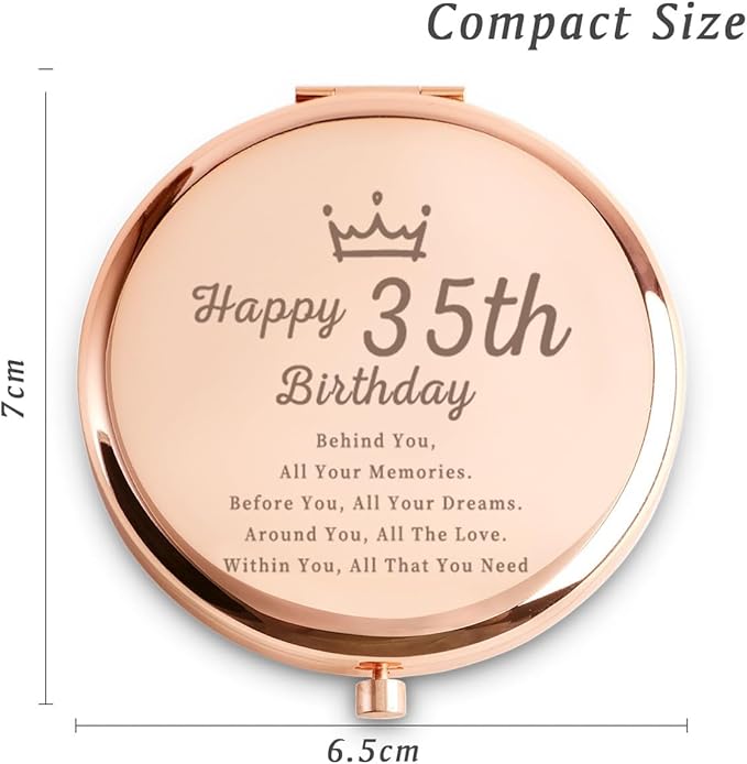 40th Birthday Gifts for Women, Best Female Presents for 40 Year Old Her Ladies Daughter Sister Wife Aunt Friends Mom, Personalized Engraved Compact Mirror Gift Ideas