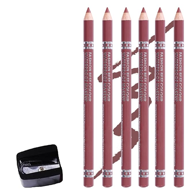 6PCS Lip Liner Set - Waterproof Nude Pink Lip Pencils for Defining & Filling Lips, Long-Lasting Smooth Lip Makeup, High Pigmented Lip Liner Pack for Nude Natural Looks
