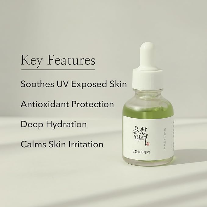Beauty of Joseon Calming Serum Green Tea Panthenol Soothing, Moisturizing Sensitive, Acne-Prone, UV Irritated Skin, Daily Korean Skin Care for Men and Women (2 Fl.Oz.)