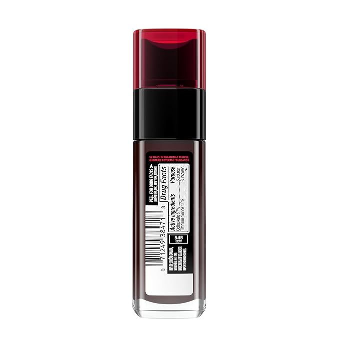 L'Oreal Paris Makeup Infallible Up to 32 Hour Fresh Wear Lightweight Foundation, 545 Ebony, 1 Fl Oz, Packaging May Vary