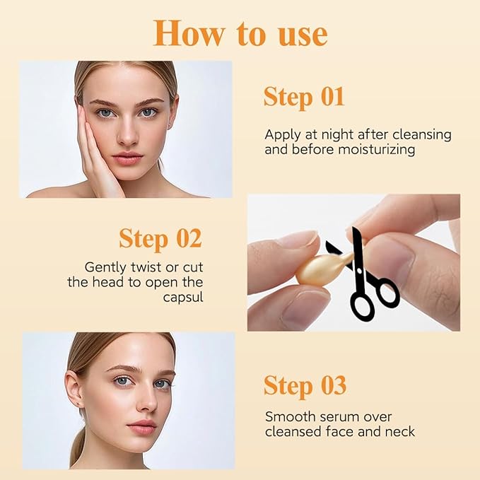 HKH Vitamin C Serum For Face, Anti-Aging Vit C with Vitamin E Serum Capsules, Evens Skin Tone & Reduces Wrinkles, 48 Travel Size Skincare Capsules for Smooth, Hydrated & Firmed Skin