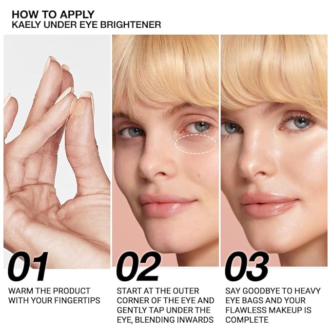 Kaely 2Pcs under Eye Brightener, Conceal Brighten Dark Circles, Color Correcting Pot Concealer for Dark Circles, corrector de ojeras, Waterproof, Vegan Makeup & Cruelty-Free, 10 Natural Shimmer