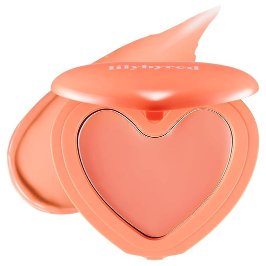 lilybyred Luv Beam Cheek Balm | Heart-Shaped Korean Cream Blush, Semi-Matte Finish, Long-Lasting, Blendable & Buildable, Soft Creamy Texture, Lightweight, Natural Flush (09 Zesty Coral)