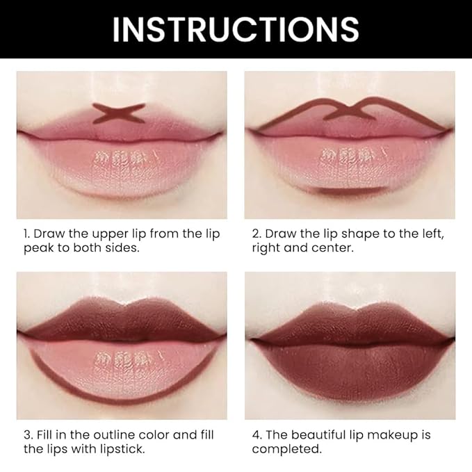 BINGBRUSH 2 IN 1 Lip Liner & Lipstick Makeup Set, Dark Red Matte Metallic Lipliner Set for Black Mature Women Waterproof Long Lasting Gift Set (3Pcs Set12-Matte:31#32#33#, 3Pcs)