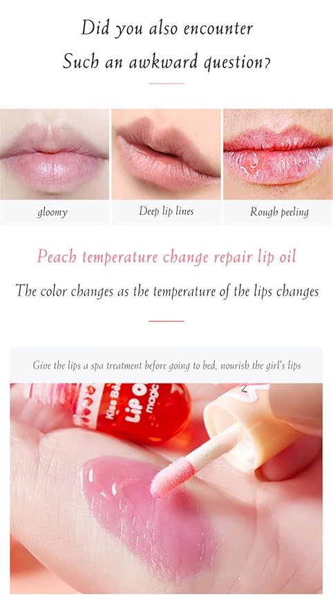 3Packs Hydrating Lip Oil Temperature Color Changing Lip Oil Plumping Lip Gloss Moisturizing Lip Oil Tinted for Lip Care and Dry Lip (#3)