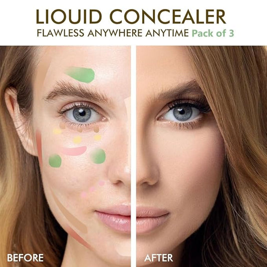 2-In-1 3Pcs Camo Concealer Kit, Under Eye Brightener, Long-Lasting Full-Coverage & Highly Pigmented Matte Finish Concealer | Crease-Proof | Makeup for Middle-Aged & Older Women Set