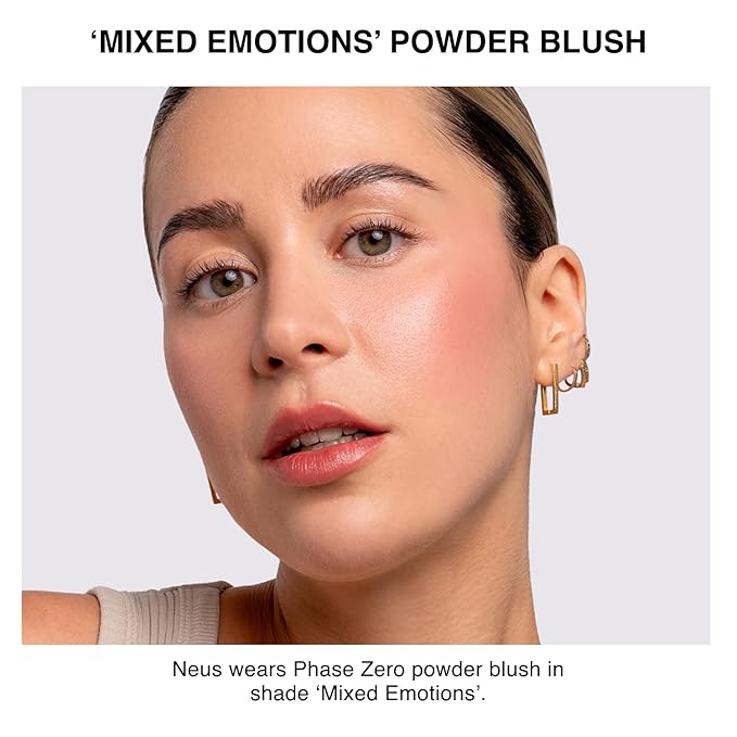 Phase Zero Makeup Powder Blusher - "Mixed Emotions" - 4g / 0.141oz - Pigmented, Buildable, Lightweight Powder Blush for a Radiant, Healthy, Natural Glow. Versatile Shades - Pink - Shimmer finish.
