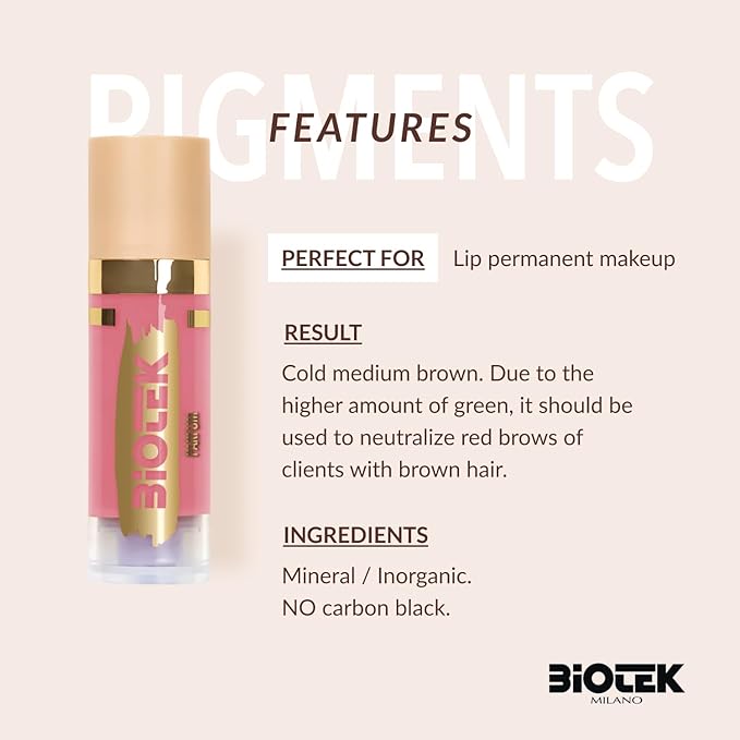Biotek Lip Pigment for Permanent Makeup - Natural Antique Pink Lip Color - Made in Italy - Parfum 0,61 fl.oz.