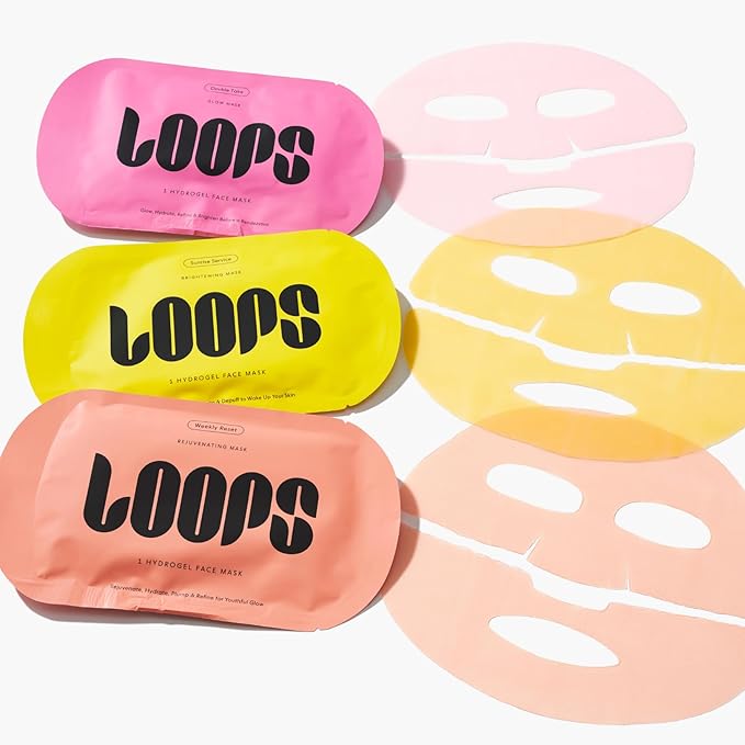 LOOPS Glow Gang Mask Set – Weekly Reset for Rejuvenation, Double Take for Glowing Skin, Sunrise Service for Brightening – Hydrating and Pore Refining – Safe for Sensitive Skin