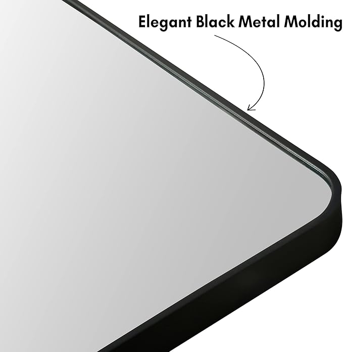 Americanflat 21x58 Full Length Mirror with Stand - Standing Mirrors with Durable Frame - Modern Mirror for Bathroom, Bedroom, Living Room - Mirrors for Wall Display and Home Decor - Black