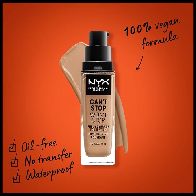 NYX PROFESSIONAL MAKEUP Can't Stop Won't Stop Foundation, 24h Full Coverage Matte Finish - Neutral Buff