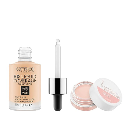 Catrice | HD Liquid Coverage Foundation 05 & Under Eye Brightener 10 Light Rose | Full Coverage Makeup | Vegan & Cruelty Free