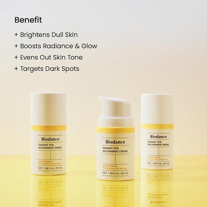 BIODANCE Radiant Vita Niacinamide Cream, Brightening, Dark Spot Correcting Facial Moisturizer, Korean Skincare | 1.69 fl.oz, 50ml