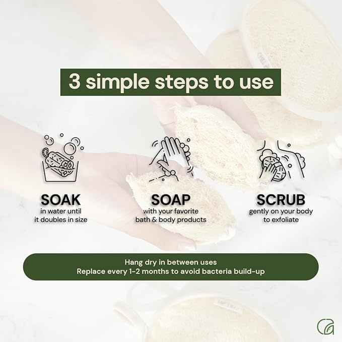 Chill Ah Green Glow Dual-Sided Loofah Bath Mitts (2-Pack) – 100% Plant-Based, Dye-Free, Biodegradable, Handcrafted in Vietnam – Natural Exfoliating Gloves for Glowing Skin